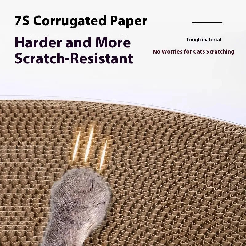 Transparent diamond-patterned cat scratch board and nest tunnel toy measuring 58x45x23cm