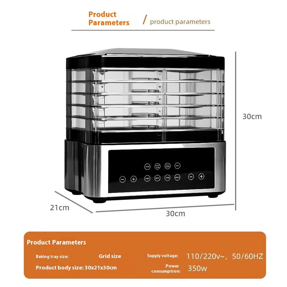Silver stainless steel fruit dehydrator food dryer with control panel