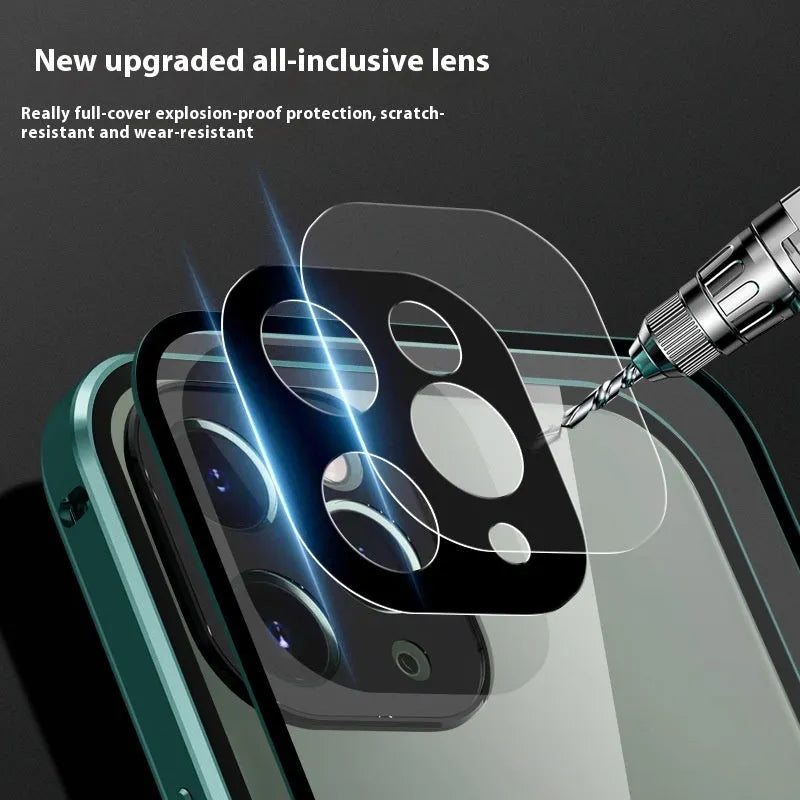 HD Magnetic King phone case with double-sided buckle in electroplated finish for iPhone