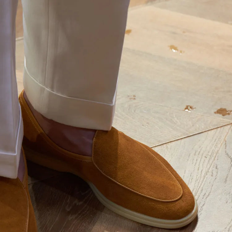 British handmade men's leather loafers in various colours with TPR soles