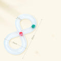 Blue and white cat track toy with turntable ball mechanism and teasing stick attachment