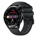 Smart watch ring with 1.32 inch screen showing health metrics on silicone wristband