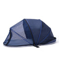 Portable folding cat tent with half-mesh panels in black or blue colour options