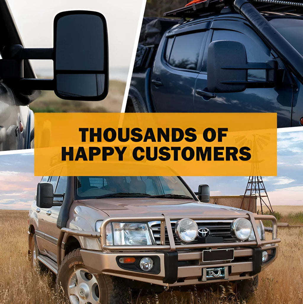 Black foldable side mirror pair for Toyota Land Cruiser 100 (1998-2007 model)