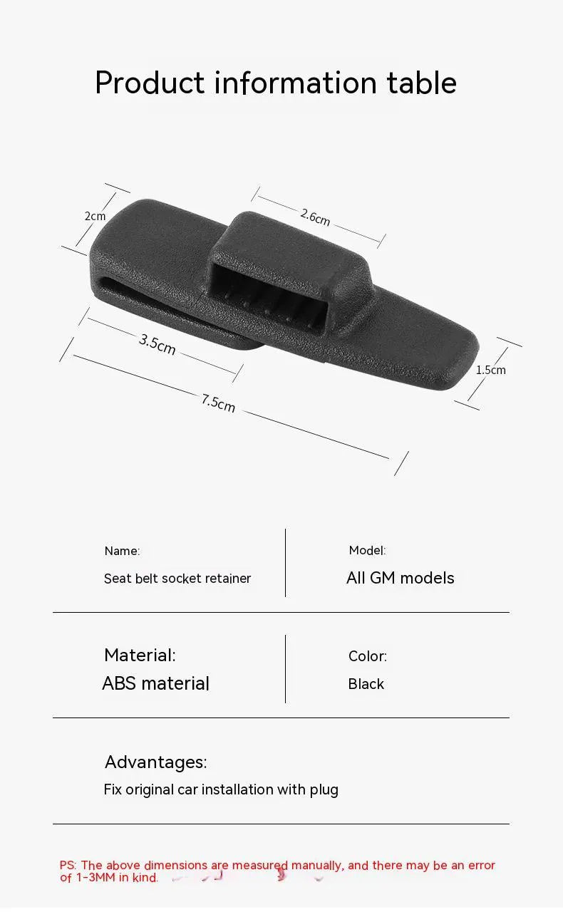 Black ABS plastic car seatbelt stopper clips preventing automatic retraction