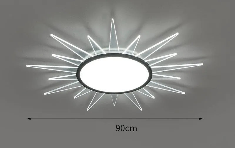 Modern circular aluminium LED ceiling lamp with remote control for dimming and colour adjustment
