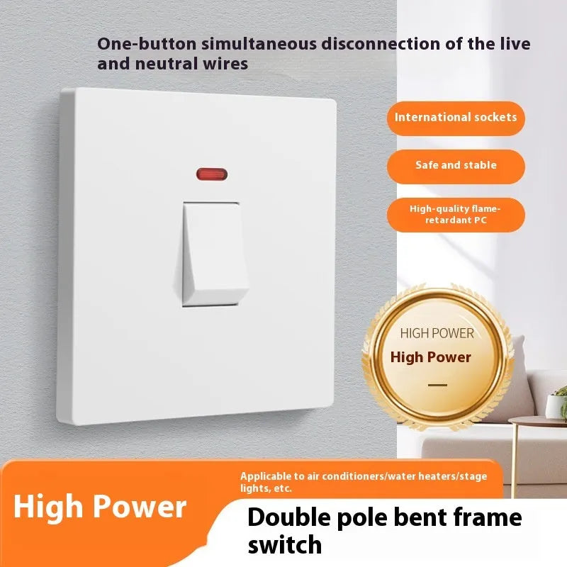 Heavy-duty illuminated circuit breaker switch in grey finish for water heater or air conditioner