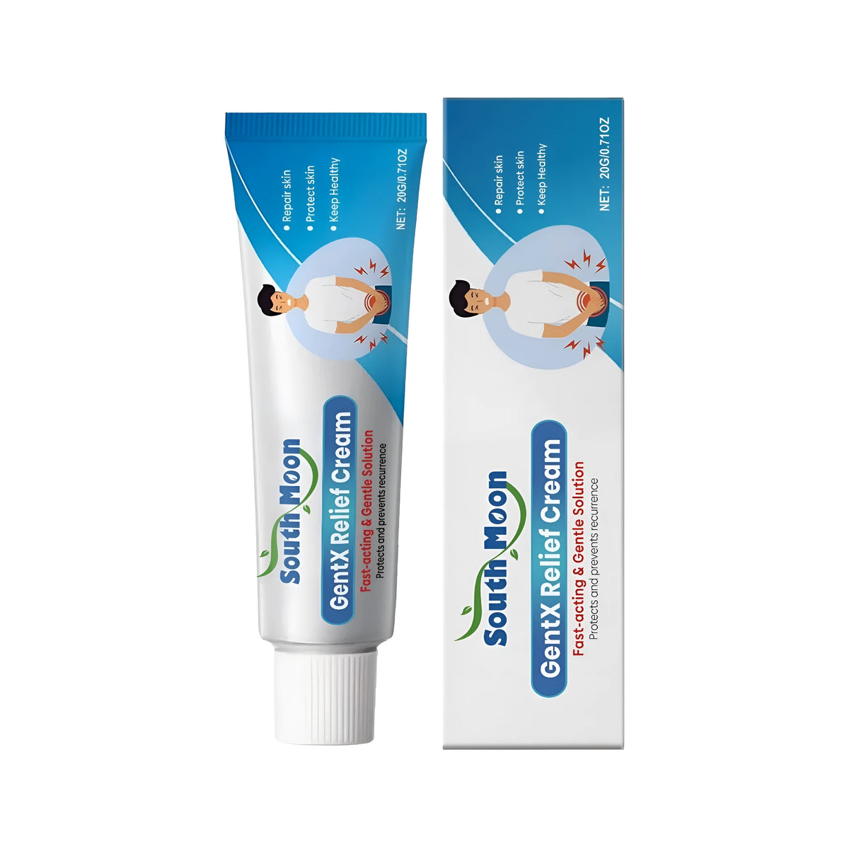 20g tube of relief cream with licorice, mint leaves, and allantoin
