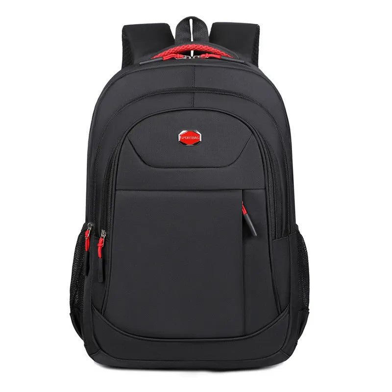 Oxford cloth college backpack with multi-layer compartments in black, blue, green or red colours