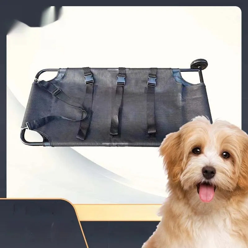 Black non-foldable aluminum alloy pet stretcher for large dog emergency transfer