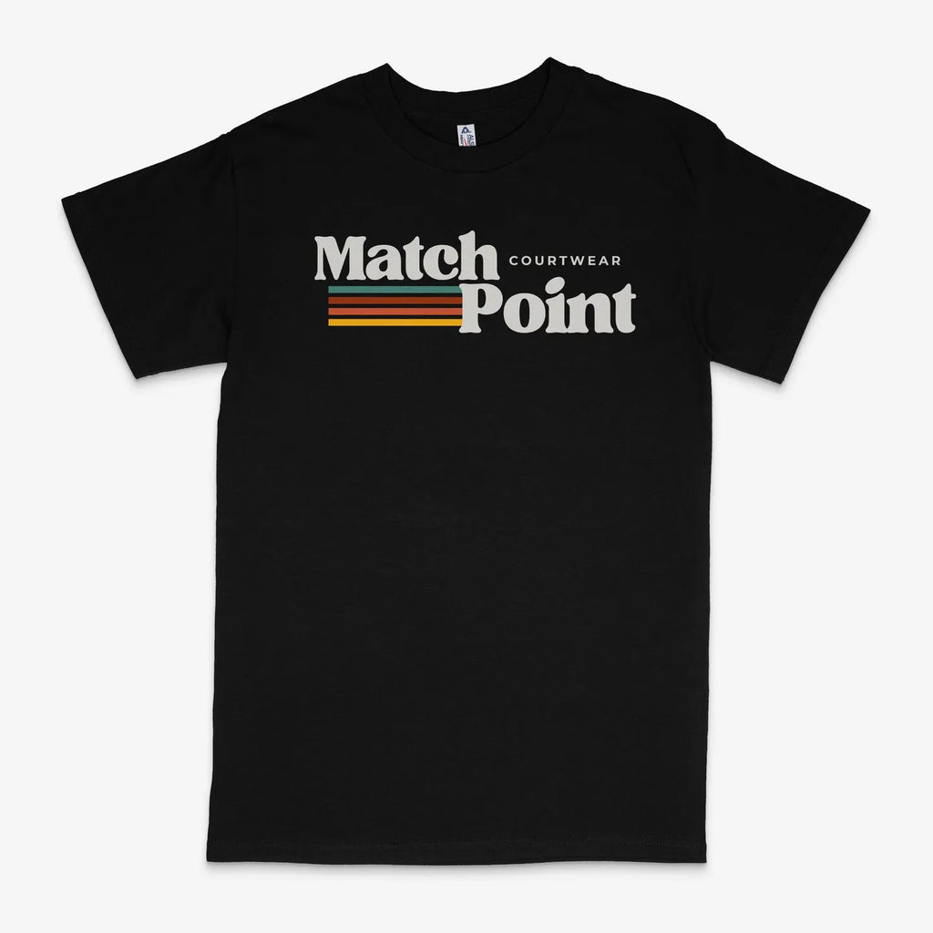 Men's black short sleeve t-shirt featuring a 3D digital text pattern and round neck design