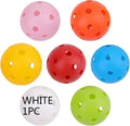 Multi-colour golf practice balls showing red, orange, blue, green, white, and yellow 42mm diameter balls