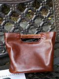 Cortex women's top grain leather crossbody bag horizontal square shape chestnut brown