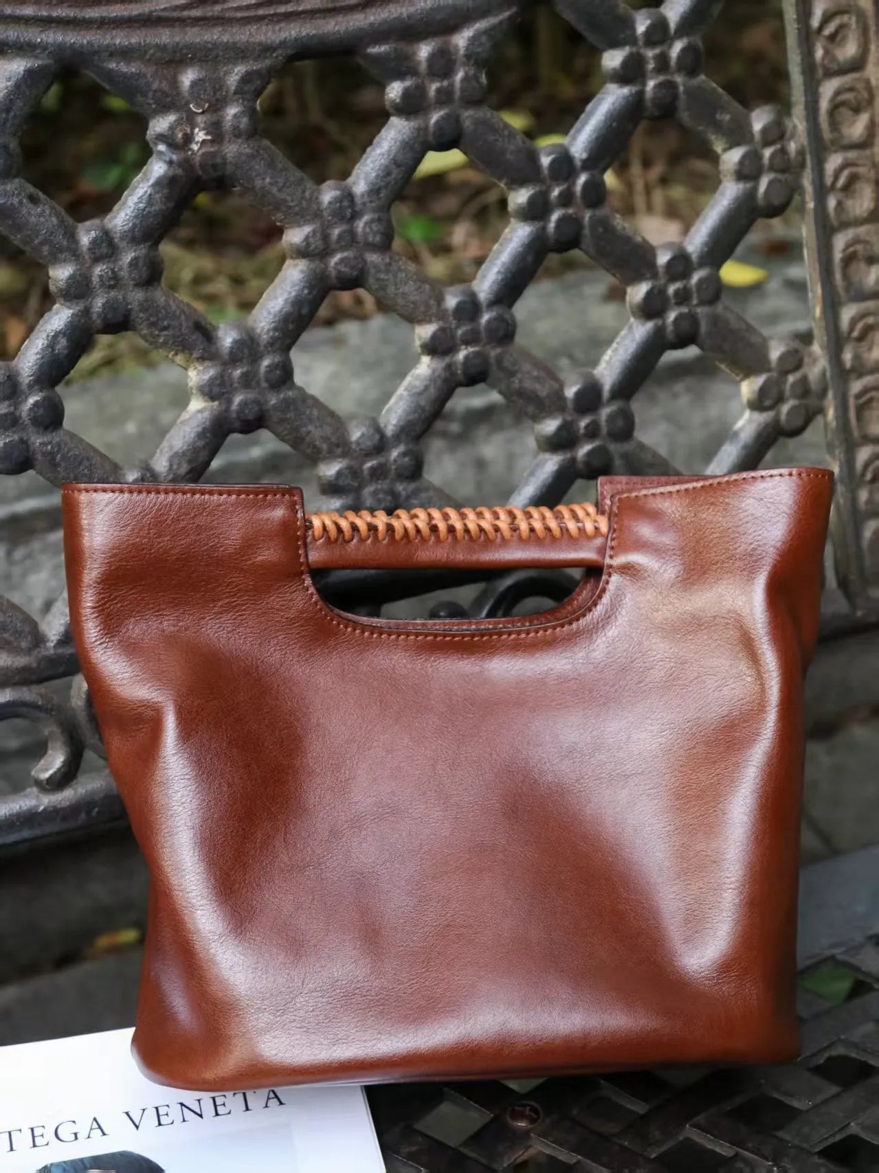 Cortex women's top grain leather crossbody bag horizontal square shape chestnut brown
