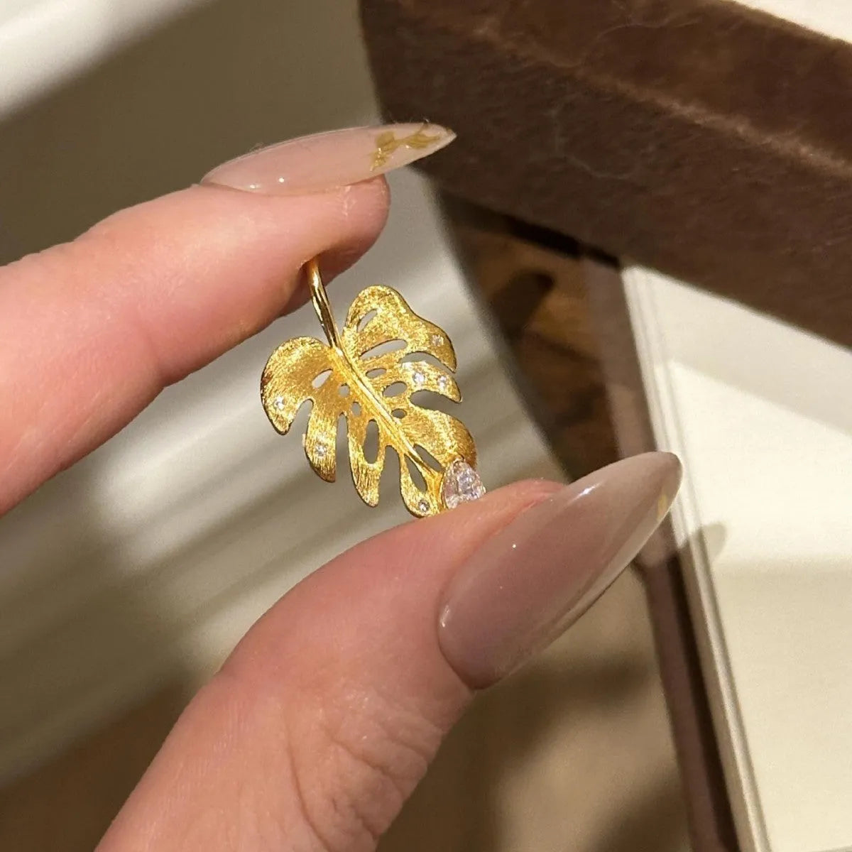 925 silver bamboo leaf diamond pendant necklace with Chopard chain