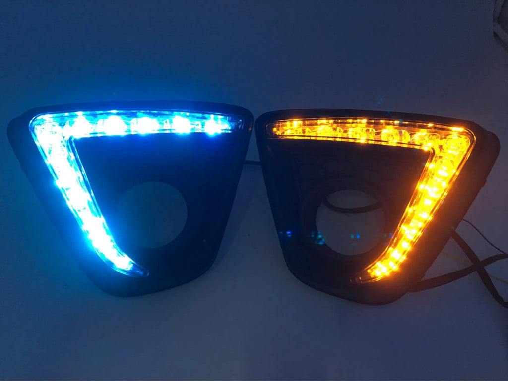 Pair of electroplated LED daytime running lights for Mazda CX-5 on 12V.