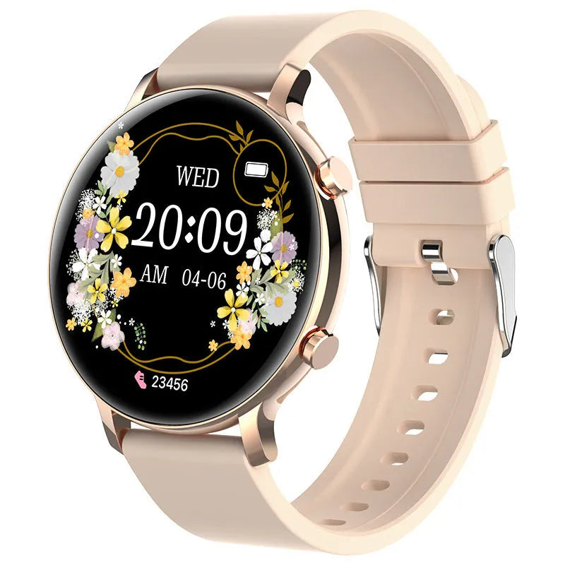 Bluetooth call smartwatch with stainless steel strap showing heart rate monitoring display