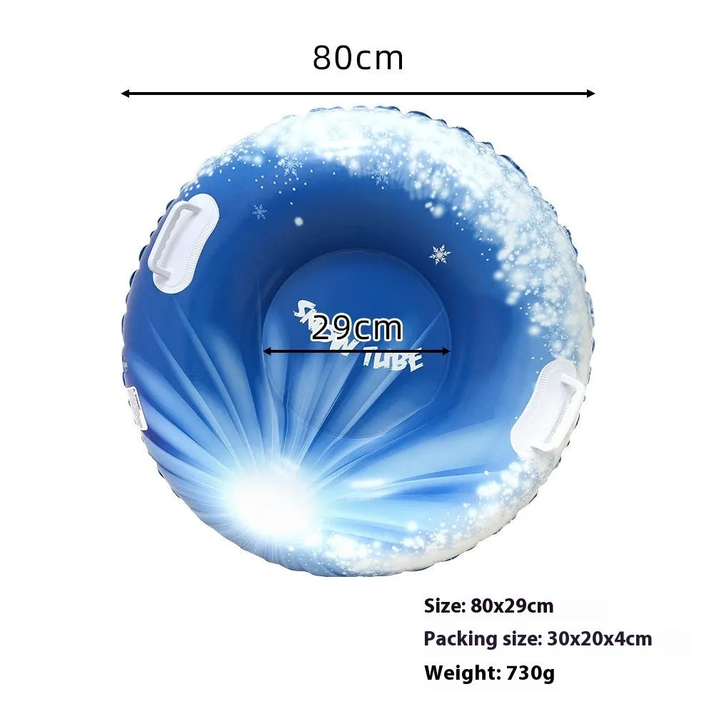 Children's PVC plastic ski ring toy with winter sport prints for outdoor pretend play.