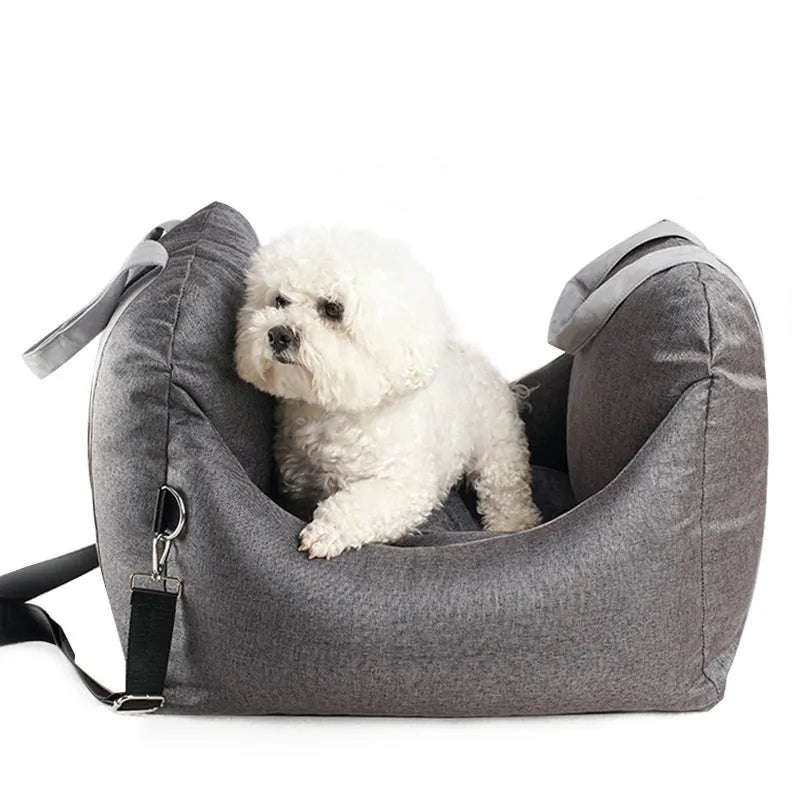 Portable washable pet carrier car seat in charcoal gray, beige or light gray, 52x52x44cm detachable cloth kennel