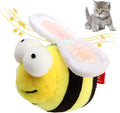 Yellow bee-shaped flannelette cat toy with motion-activated squeaking feature for interactive indoor play