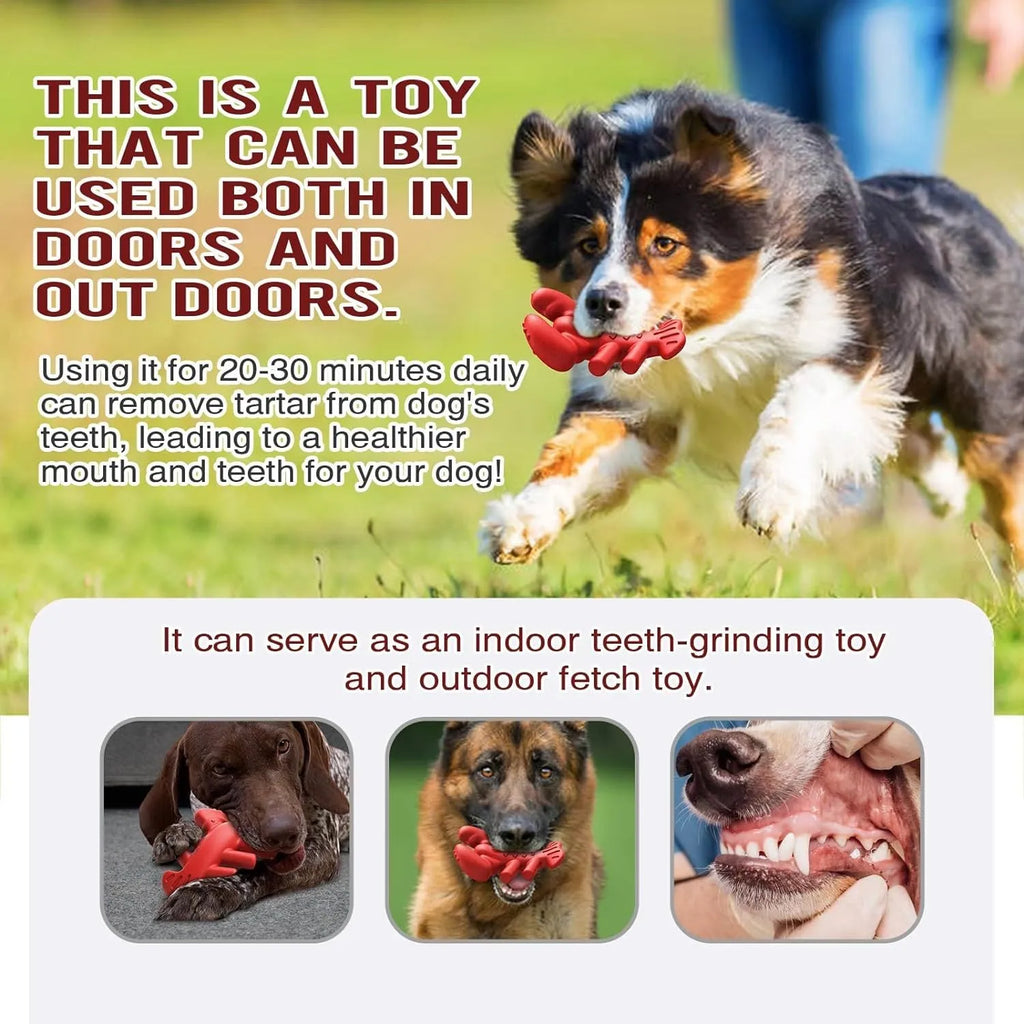 Red dog chew toy for aggressive chewers measuring 170mm long for large breed dogs