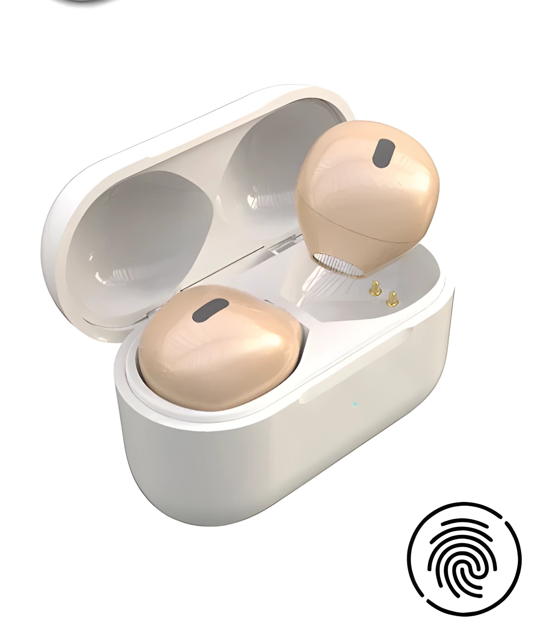 Invisible wireless in-ear headphone with 9mm non-flashing drivers in skin colour