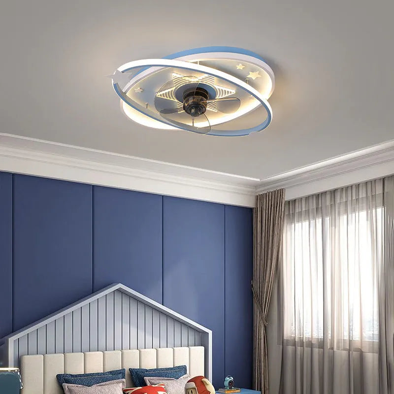 Modern simple children's bedroom chandelier with iron construction and acrylic shade