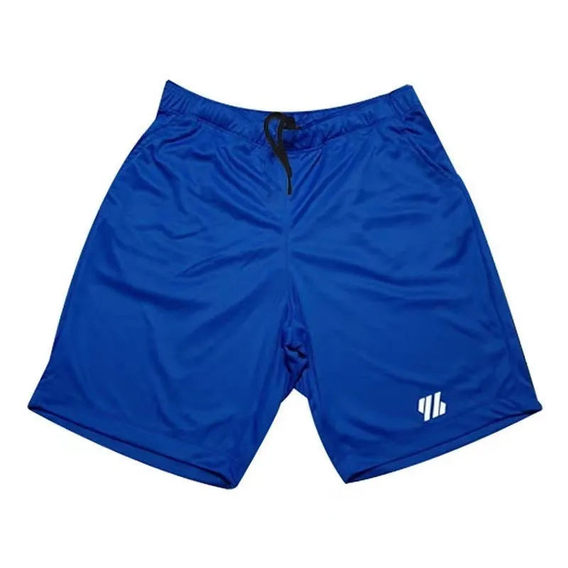 Loose-fitting metal silk sports shorts for running in various colours on a white background.