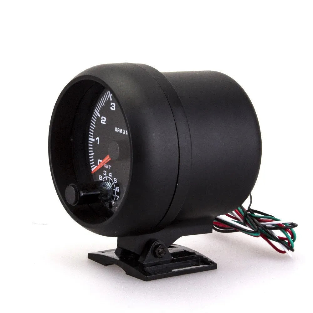 Automotive blue light pointer tachometer with digital RPM display for 0-8000 engine speed monitoring