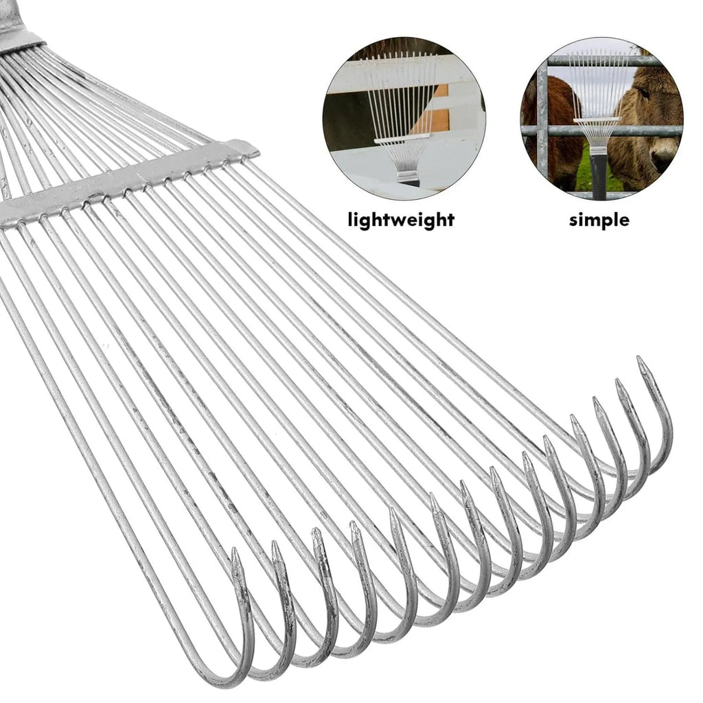 Black stainless steel grooming rake comb for dogs and horses measuring 33cm