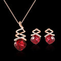 Alloy bridal necklace and earrings set with diamond detailing and water wave chain