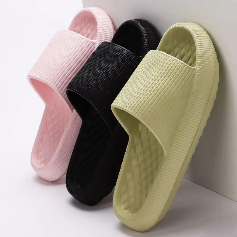 Summer EVA slippers solid colour rhombus stripe anti-slip new women's home shoes
