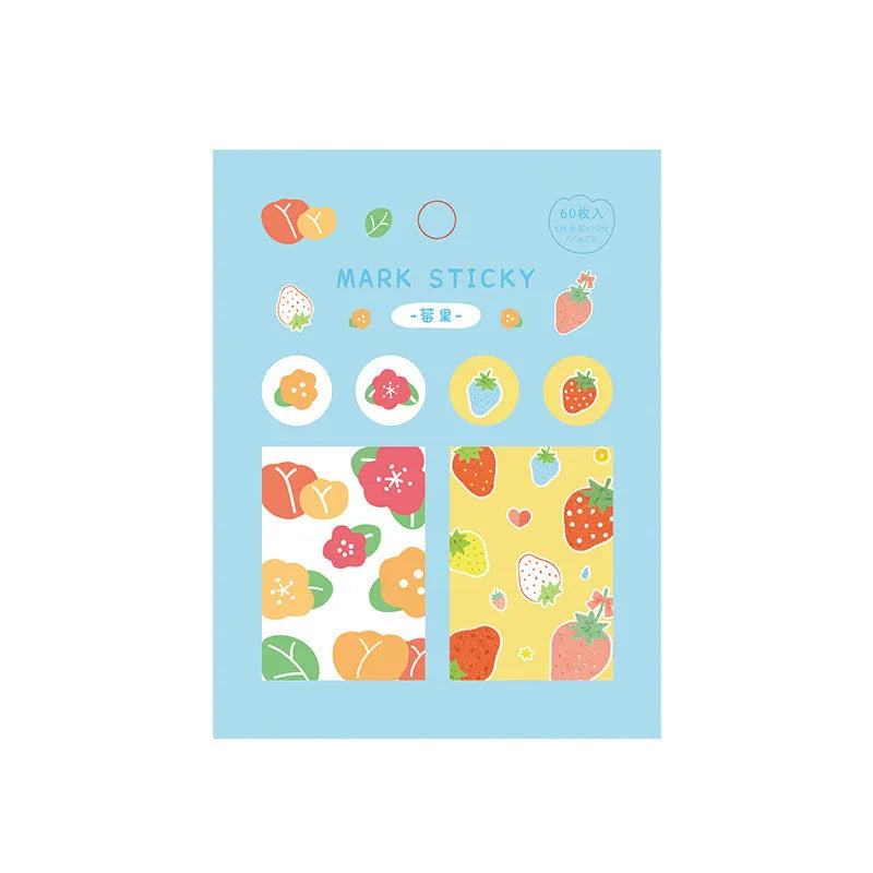 Pack of colourful PVC index stickers in sweet theme colours for page marking, showing 15mm by 50mm size.
