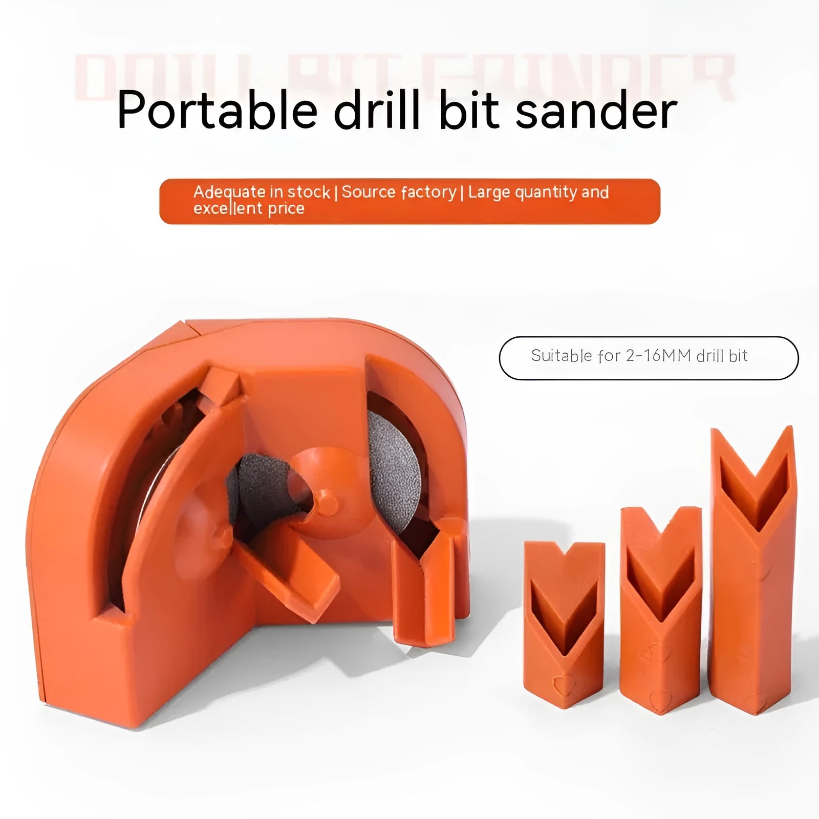 Portable grinding drill tool with orange and black sander sets and replacement grinding wheels