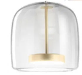 Single-head hanging glass pendant lamp with iron body, adjustable height 1.5m, clear shade, simple modern style