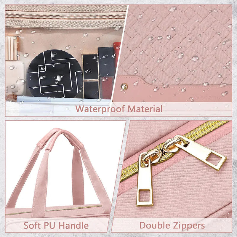 Women's hanging cosmetic bag in waterproof polyester, 30.5x11x22.9cm, black colour, hanging on hook