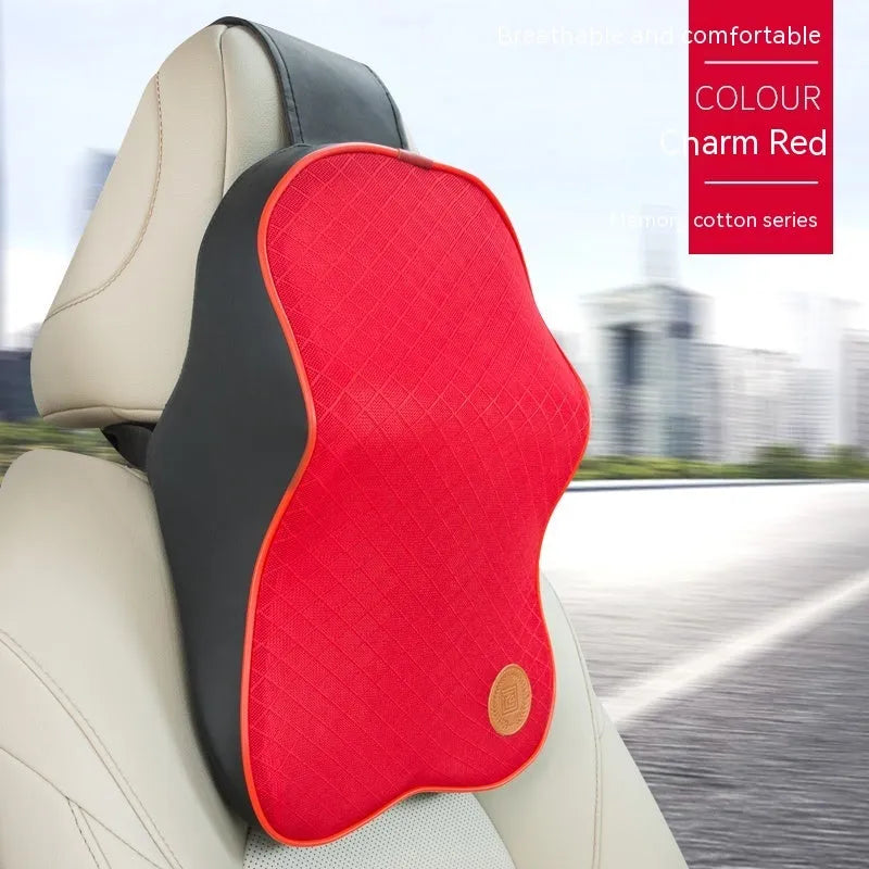 Memory foam automotive lumbar and headrest pillow set in seven colour options