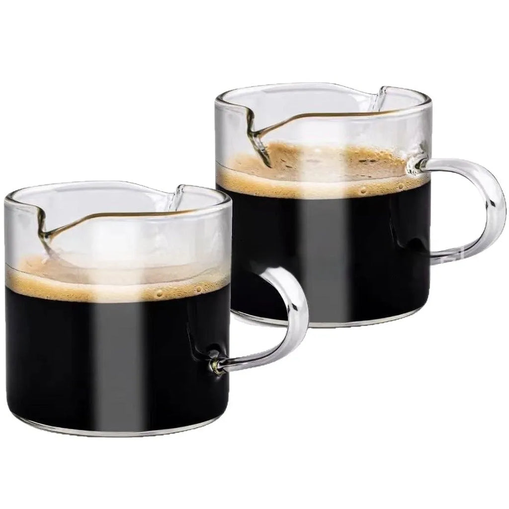White double mouth transparent glass coffee cups in modern simple style