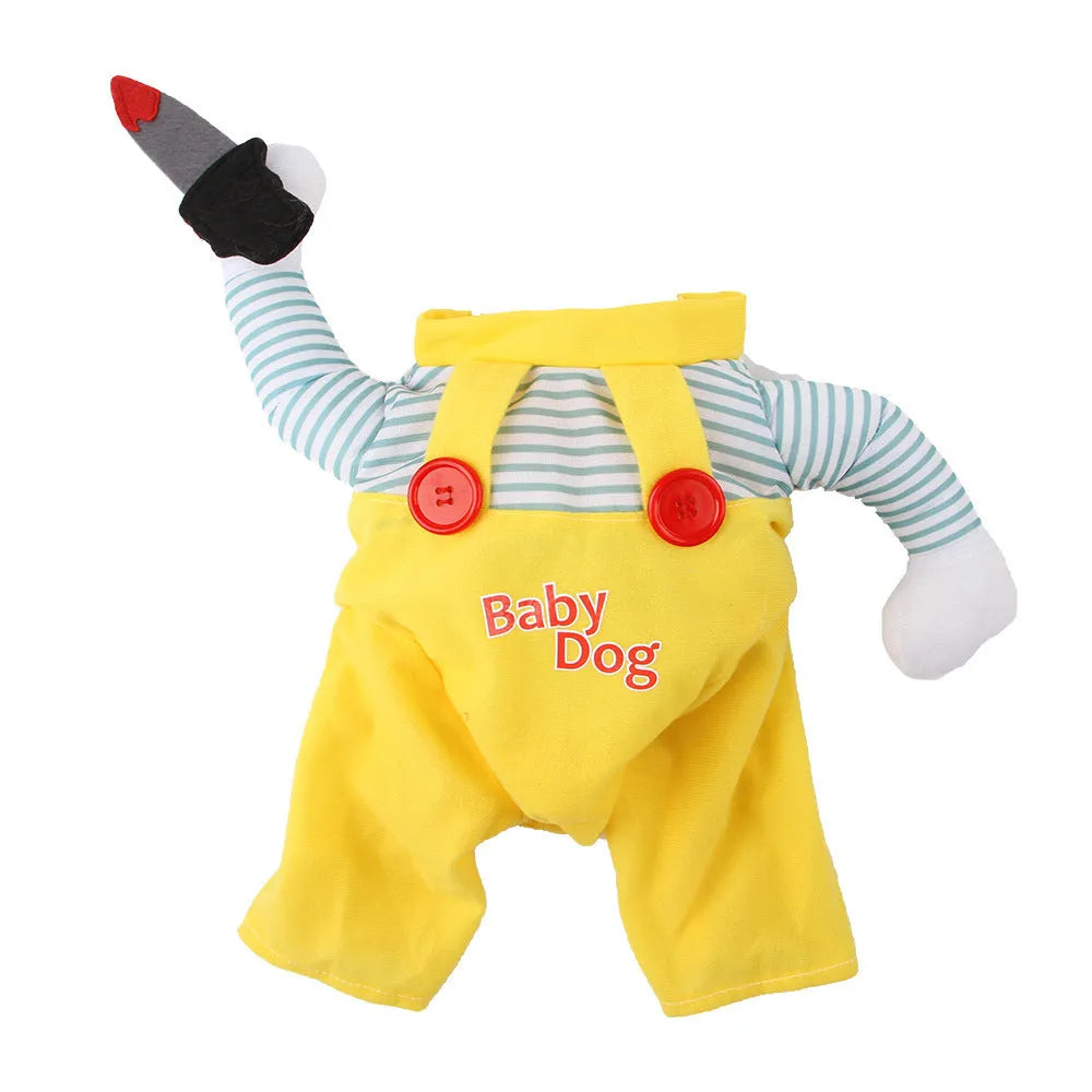 Yellow sword assassin costume for cats in polyester material with multiple size options