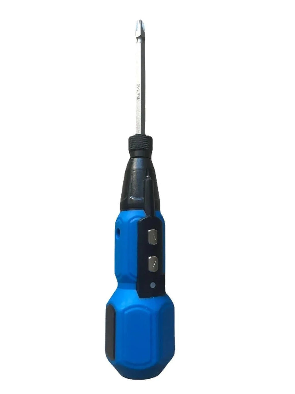Alloy steel straight handle electric screwdriver with black finish and lithium battery