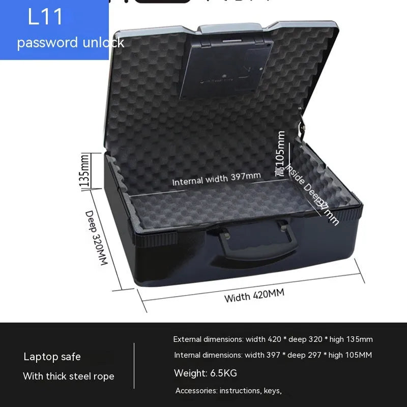 L12 Mechanical 6500G toughened steel portable safe box with combination lock