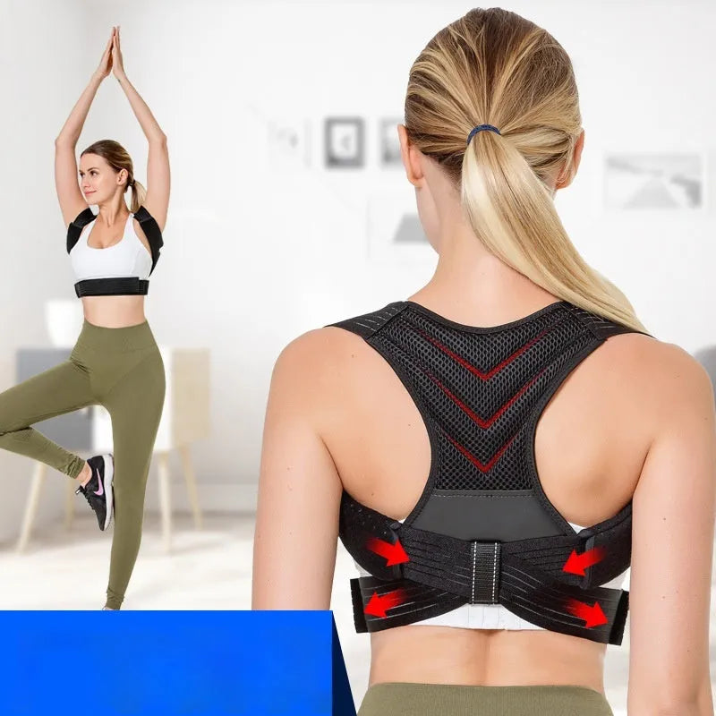 Black posture correction belt for anti-humpback and shoulder support.