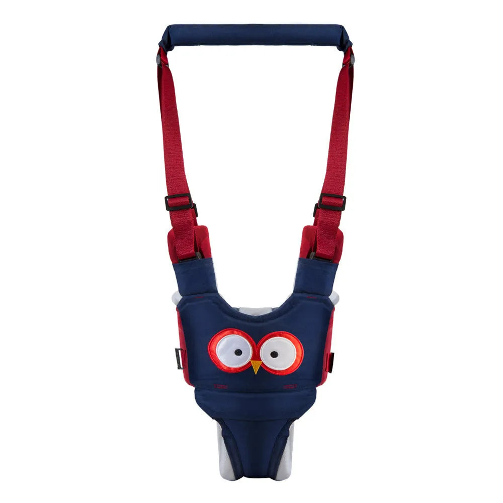 Baby walking harness belt in blue vest style showing adjustable straps for toddler walking support