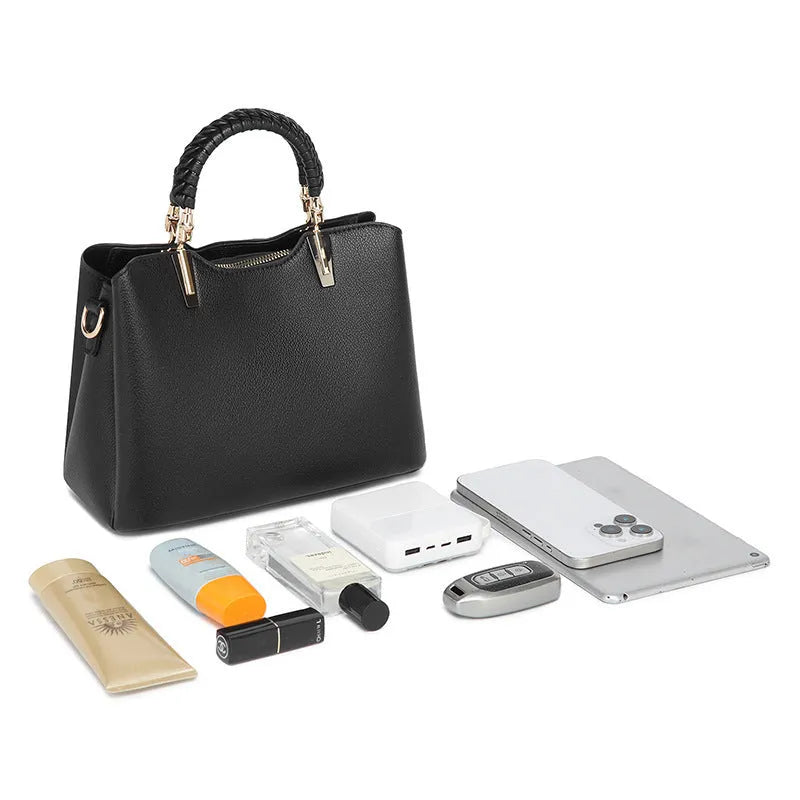 Western style PU crossbody handbag in beige, horizontal square 25x12x19cm, with stitching and contrast colour details.