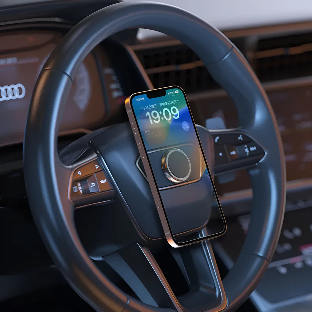 Obsidian black alloy magnetic mobile phone holder with centripetal force adsorption system