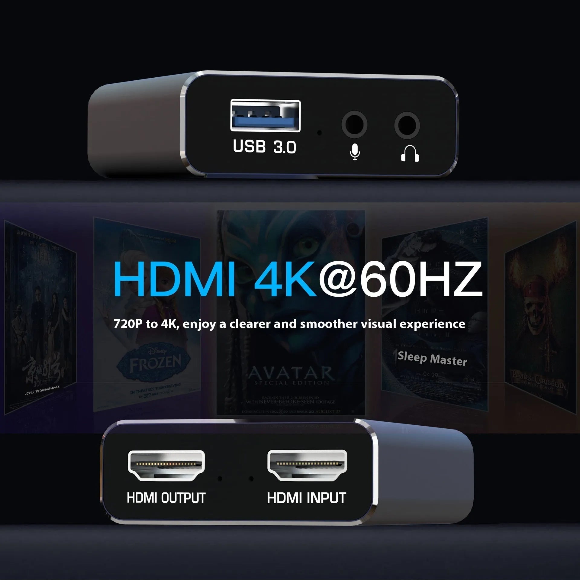 Black MS2131 chip 4K gaming set-top box for 1080p video and audio recording