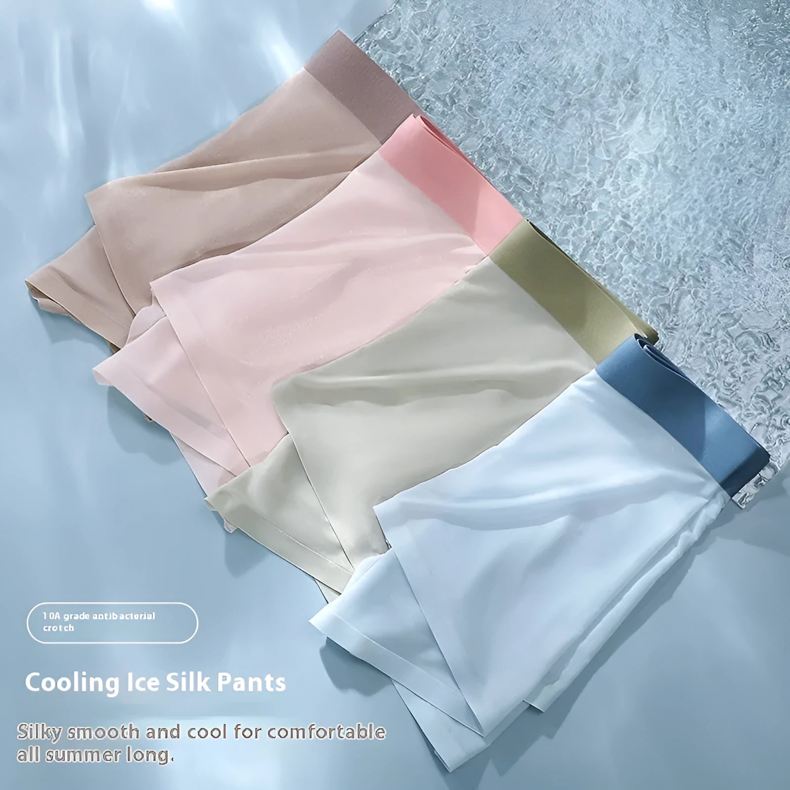 Men's ice silk seamless shorts in bean green showing mid-waist fit and knitted texture