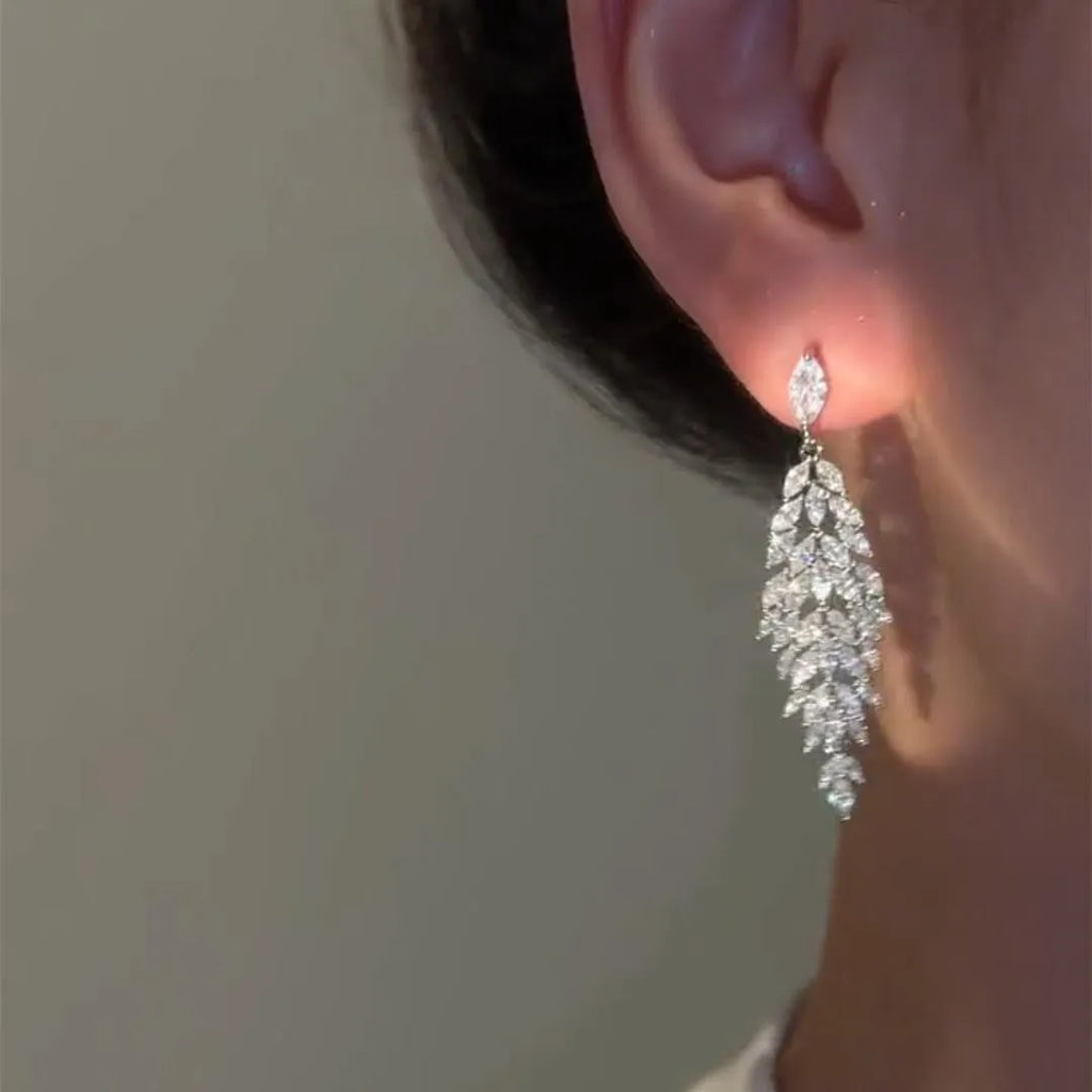 Silver plated anti-allergy auricular needle earrings with Japanese Korean style design