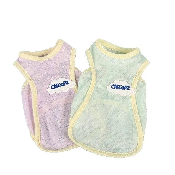 Grass green polyester cat vest with anti-lint properties for summer wear