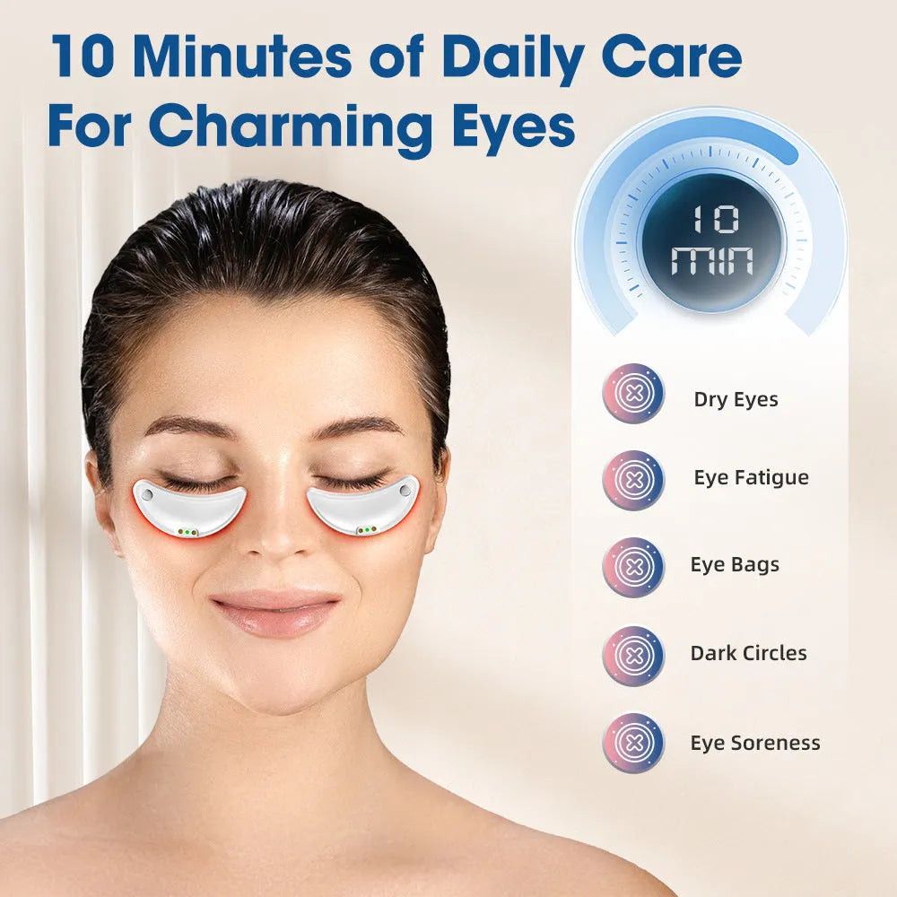 White wireless red light and EMS electric eye and facial massager device.